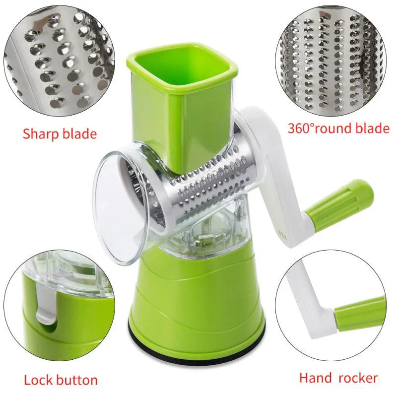 Manual Vegetable Cutter | Multifunctional Rotary Slicer | Random Colors | FREE DELIVERY