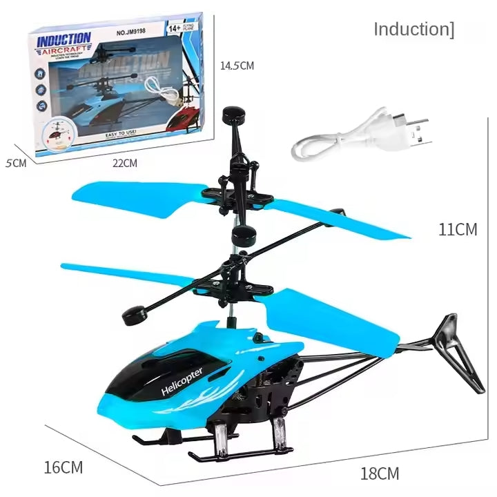 Rechargeable Hand Sensor Helicopter | Remote-Controlled with Lights & Impact Resistance