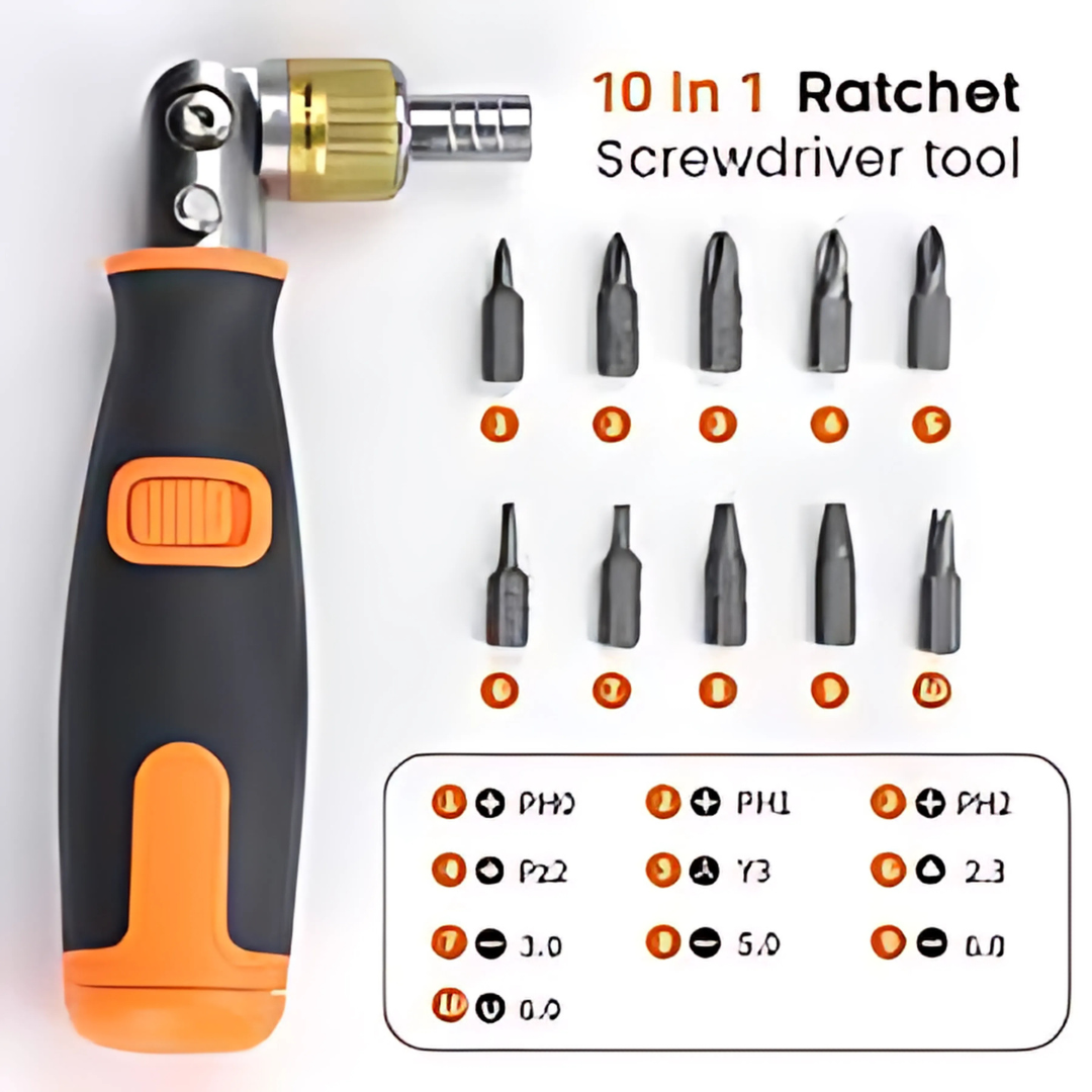 10-in-1 Ratchet Screwdriver Set - Portable Multi-Angle Screwdriver