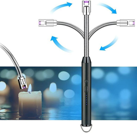 USB Rechargeable Arc Lighter – Flameless, Windproof Design with LED Battery Display & Safety Switch | 360° Rotating for Aromatherapy (Random Colors) 🚬✨